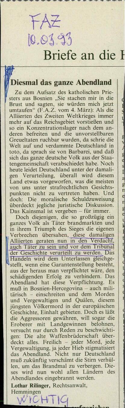 Diesmal das ganze Abendland