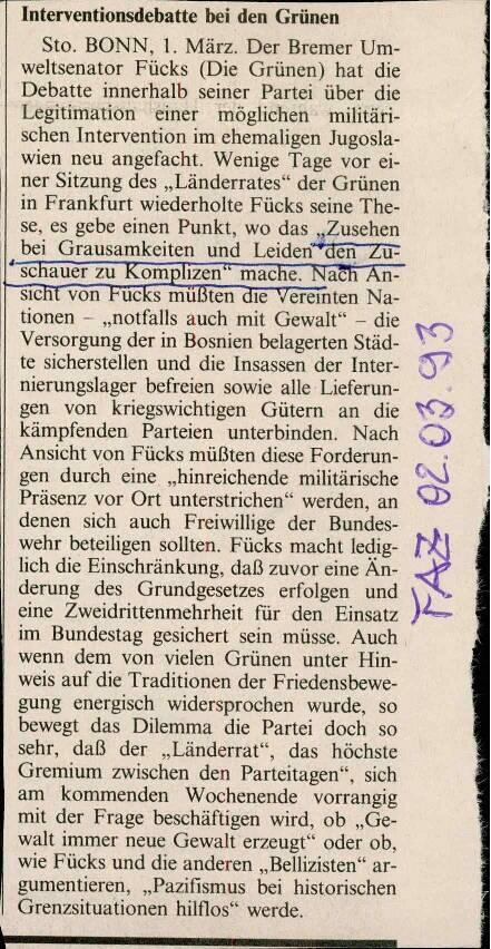 Interventionsdebatte bei den Grünen