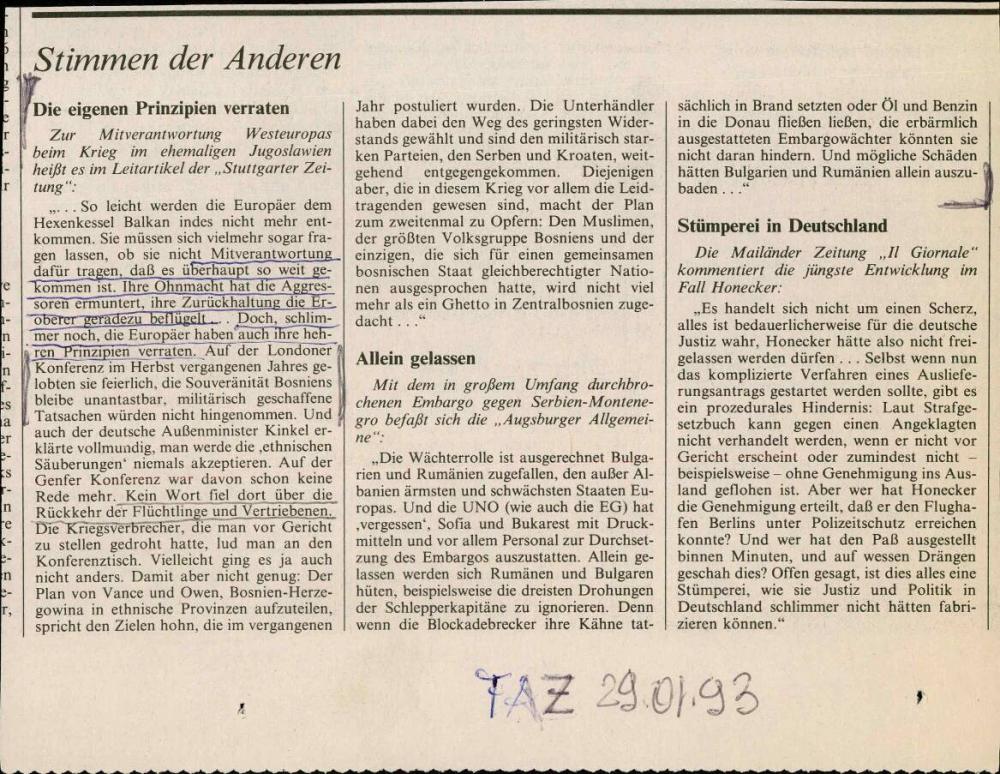 Stimmen der Anderen: Die eigenen Prinzipien verraten; Allein gelassen
