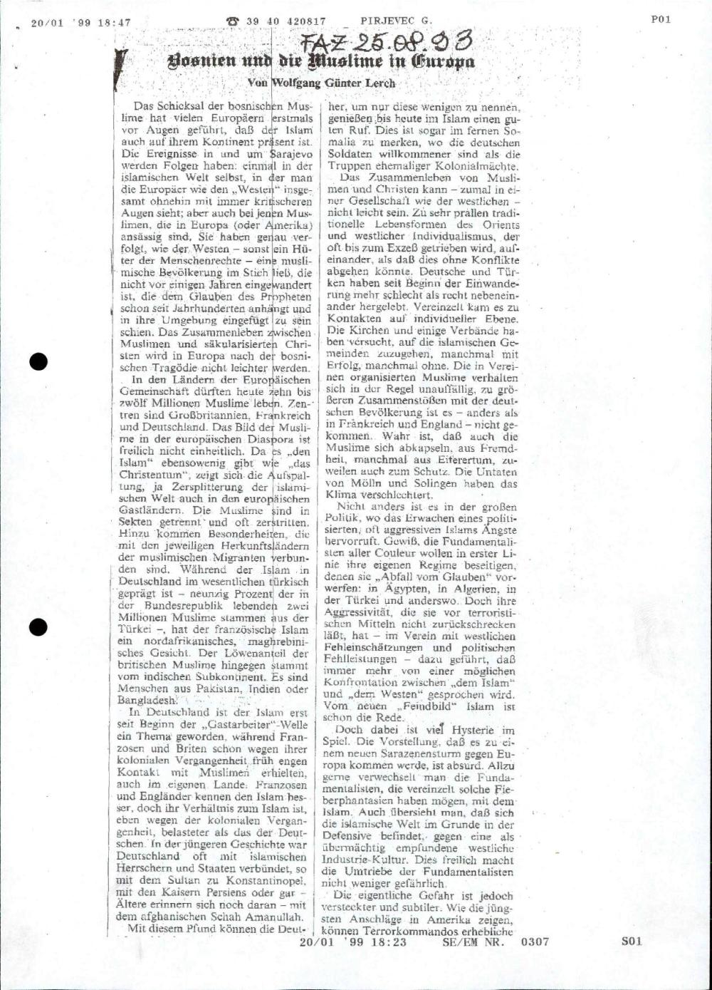 Bosnien und die Muslime in Europa - nosilna