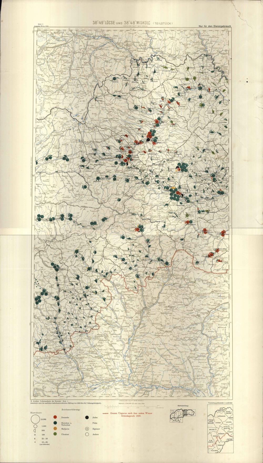 Volkstumskarte der Slowakei: Lösce und Miskolc : Blatt 4