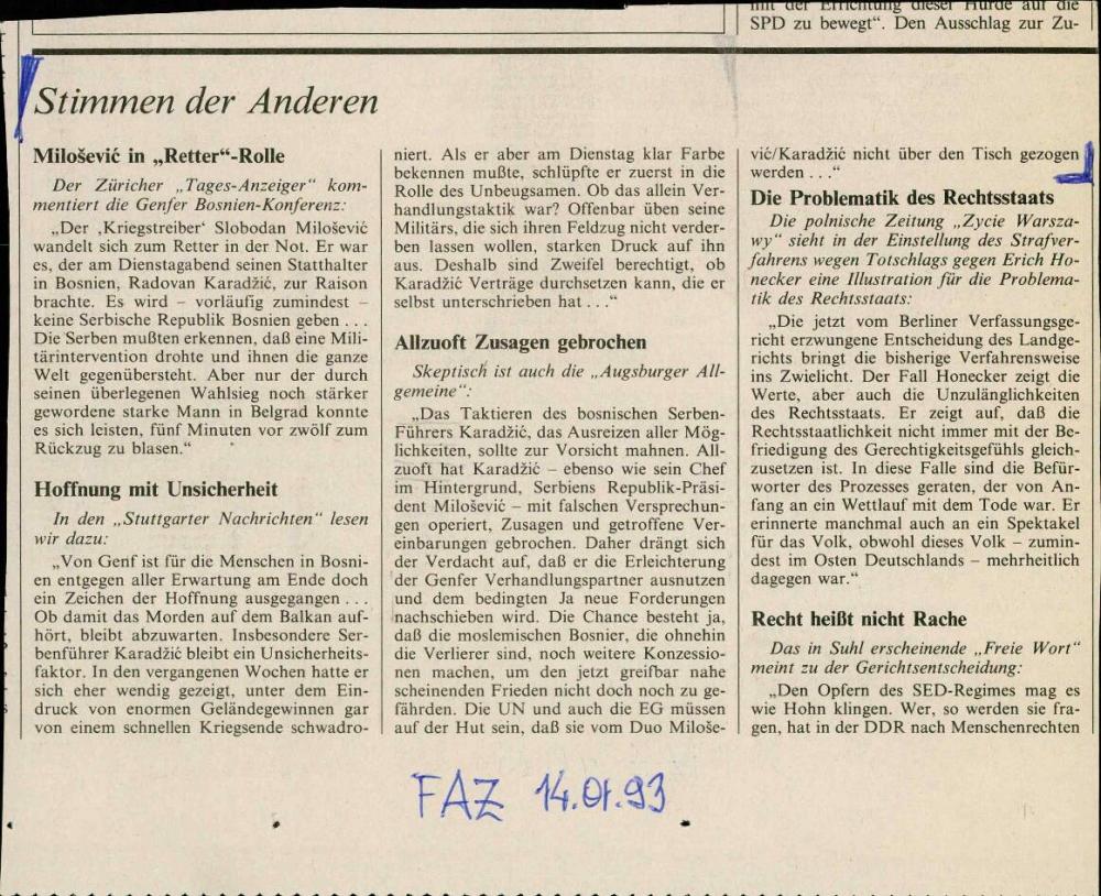 Stimmen der Anderen: Milošević in „Rette... - nosilna