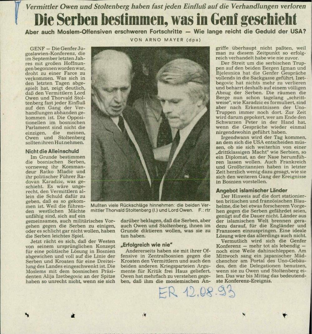 Die Serben bestimmen, was in Genf geschieht