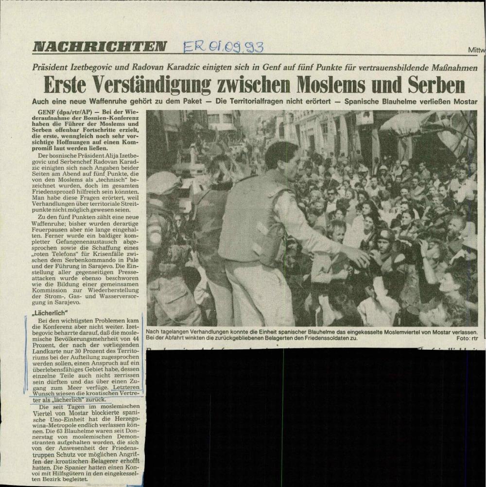Erste Verständigung zwischen Moslems und Serben