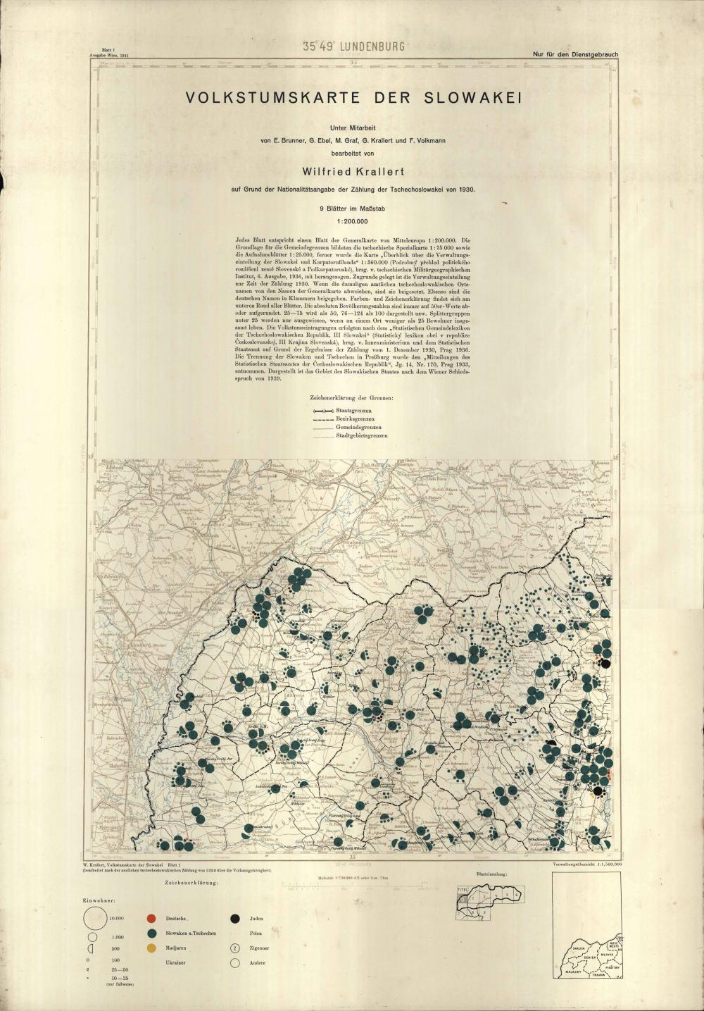 Volkstumskarte der Slowakei: Lundenburg : Blatt 1