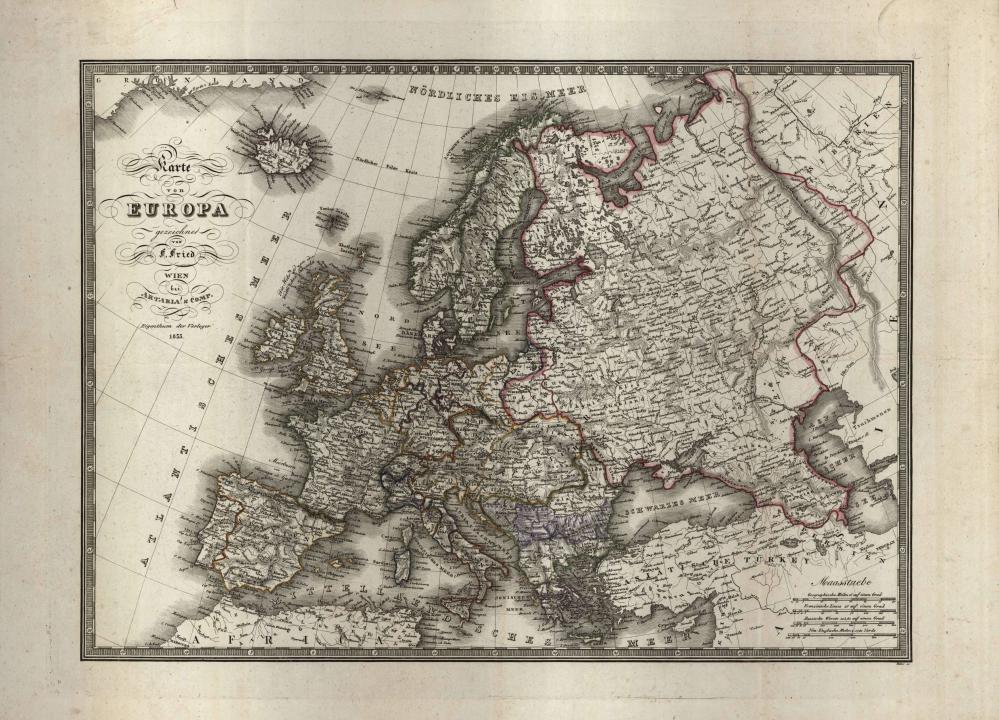 Karte von Europa - 1833