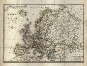Karte von Europa - 1845  - nosilna