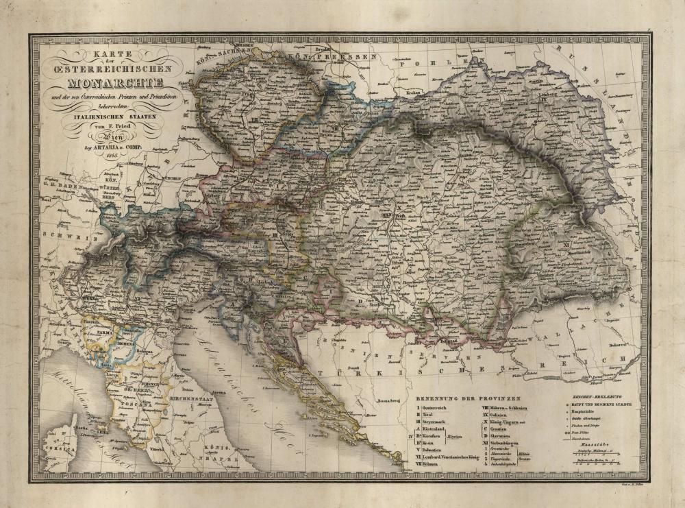 Karte der Oesterreichischen monarchie und der von Österreichischen Prinzen und Prinzefsinen beherrsehten Italienischen staaten - 1845