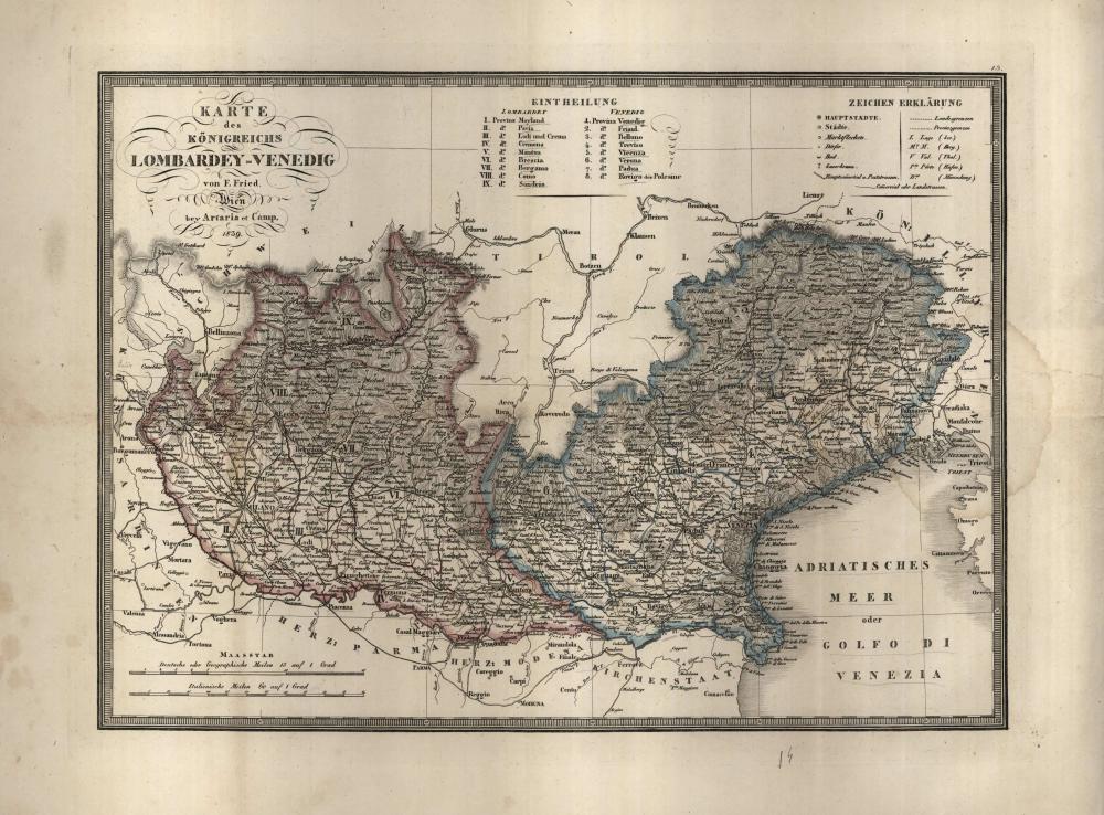 Karte vom Königreichs Lombardey-Venedig