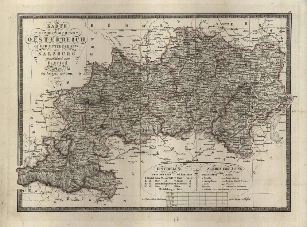Karte des Erzherzogthums Oesterreich ob und uter der enns mit Salzburg