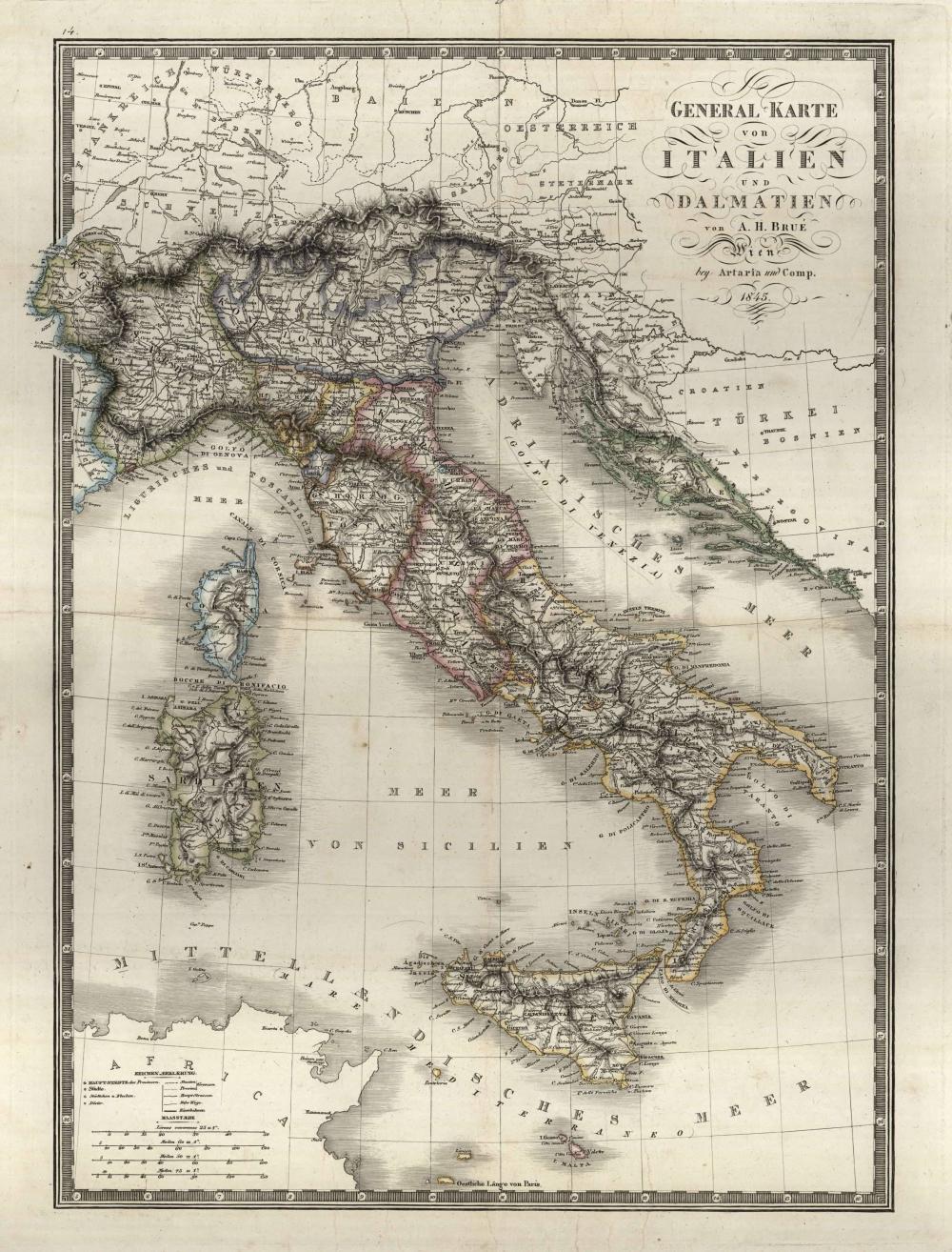 General karte von Italien und Dalmatien