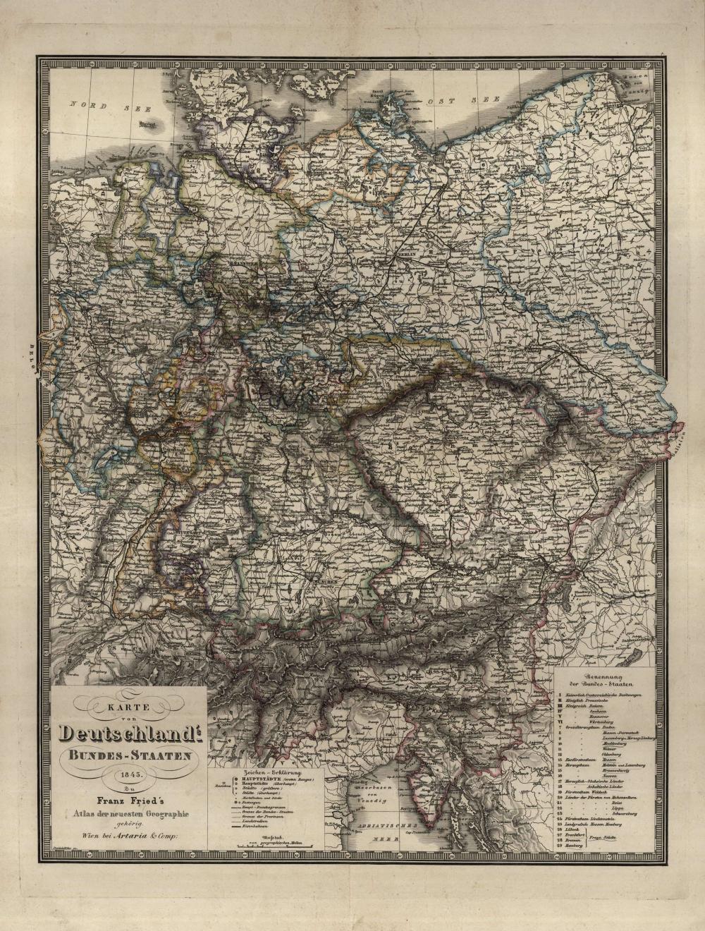 Karte von Deutschland: Bundes - Staaten
