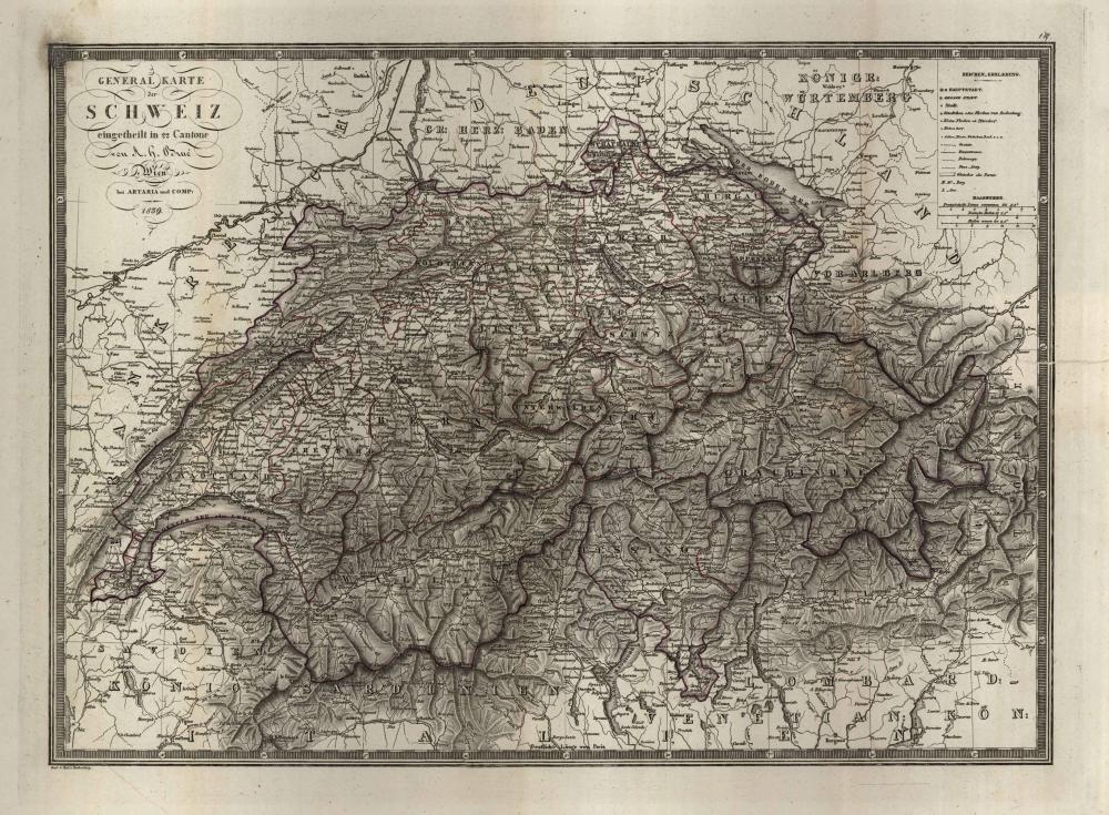 General karte der Schweiz eingetheilt in 22 Cantone