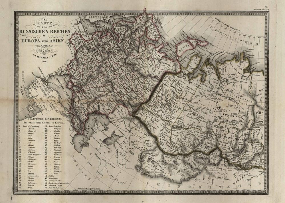 Karte des Russischen Reiches in Europa und Asien