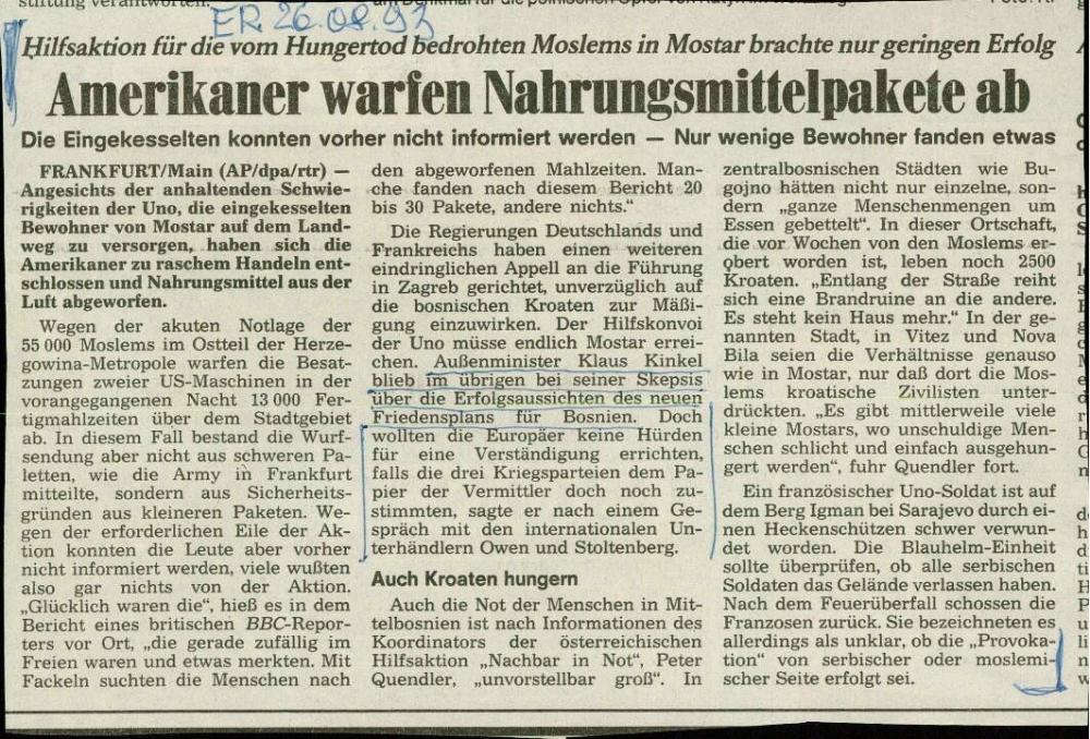 Amerikaner warfen Nahrungsmittelpakete ab