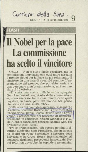 Il Nobel per la pace : La commissione ha...  - nosilna