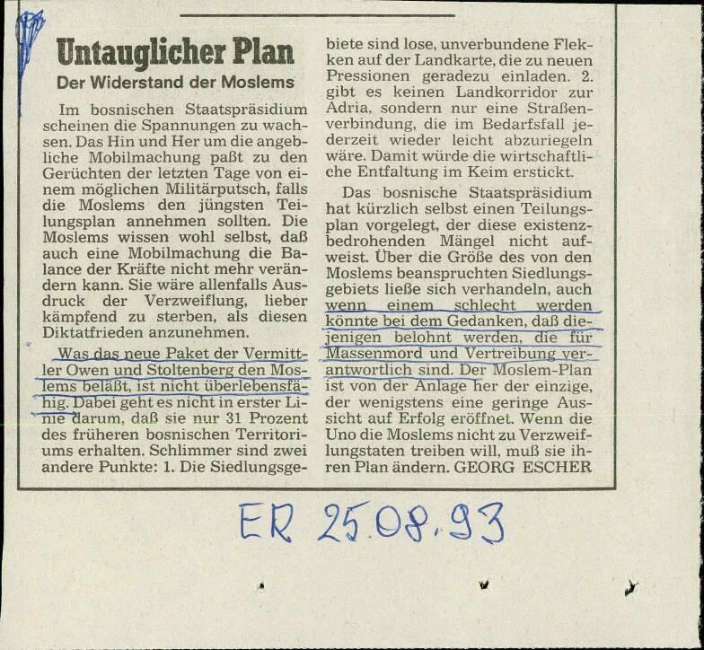 Untauglicher Plan