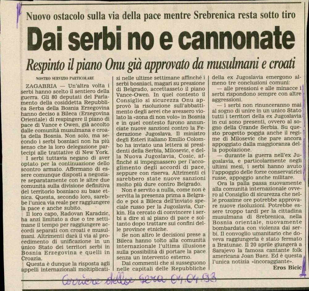 Dai serbi no e cannonate