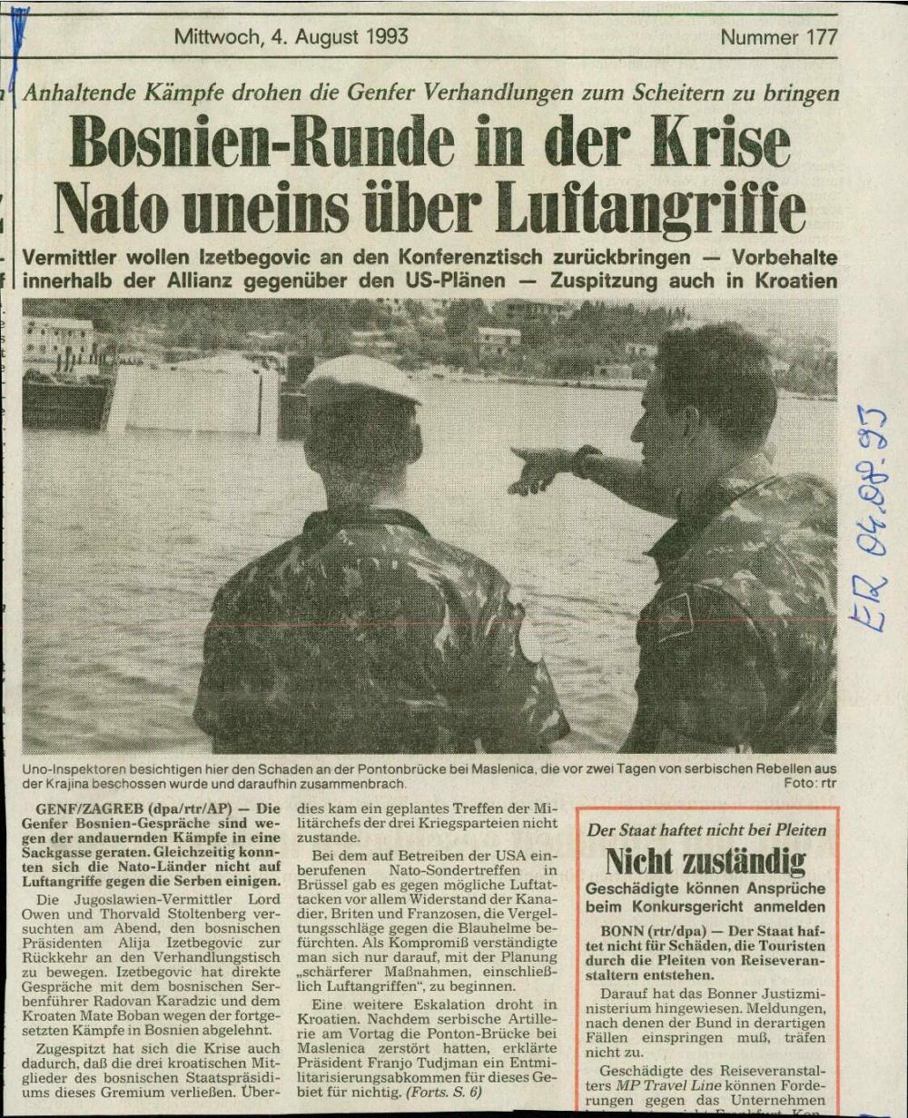 Bosnien-Runde in der Krise : Nato uneins über Luftangriffe