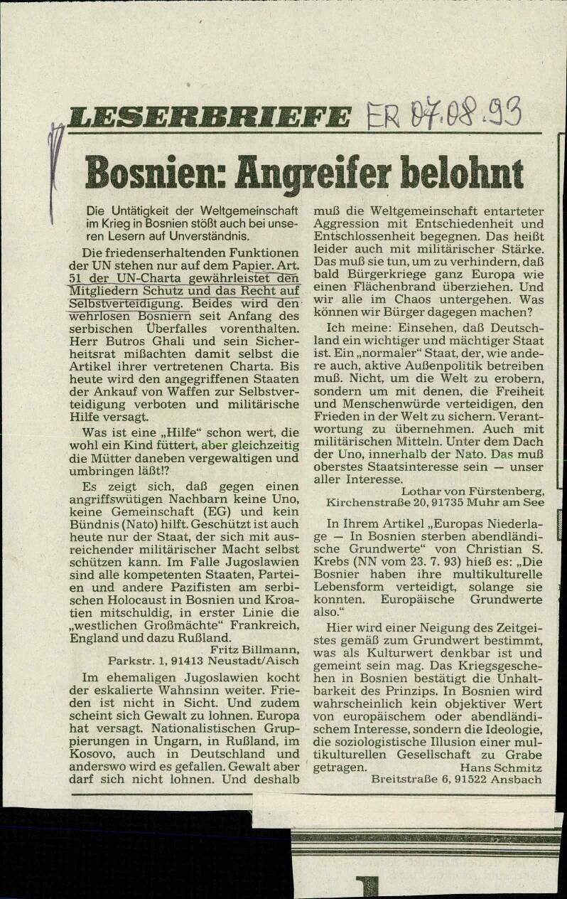 Bosnien: Angreifer belohnt - nosilna