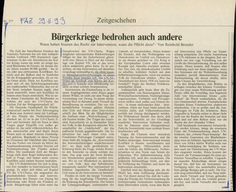 Bürgerkriege bedrohen auch andere - nosilna