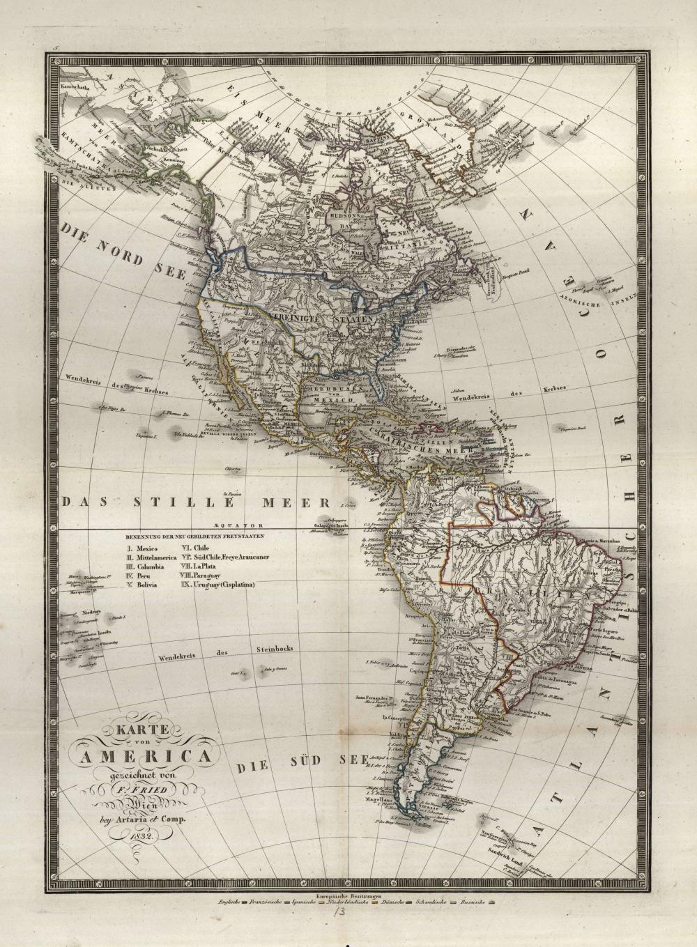 Karte von America - 1832