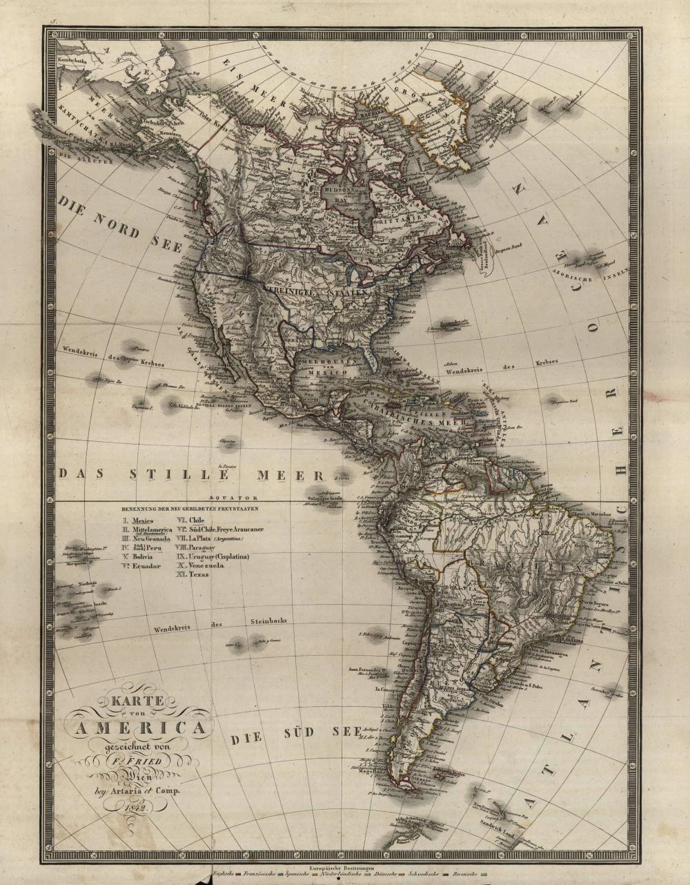 Karte von America - 1842