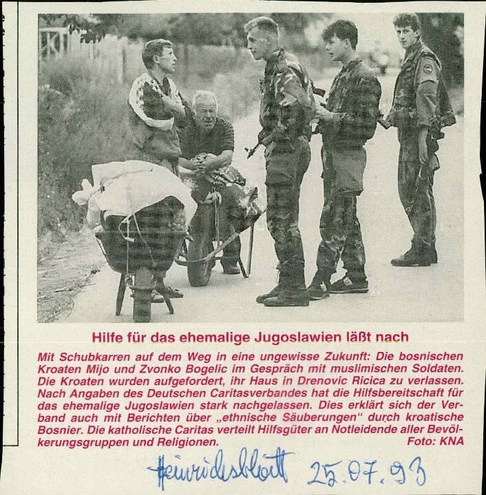 Hilfe für das ehemalige Jugoslawien läßt nach
