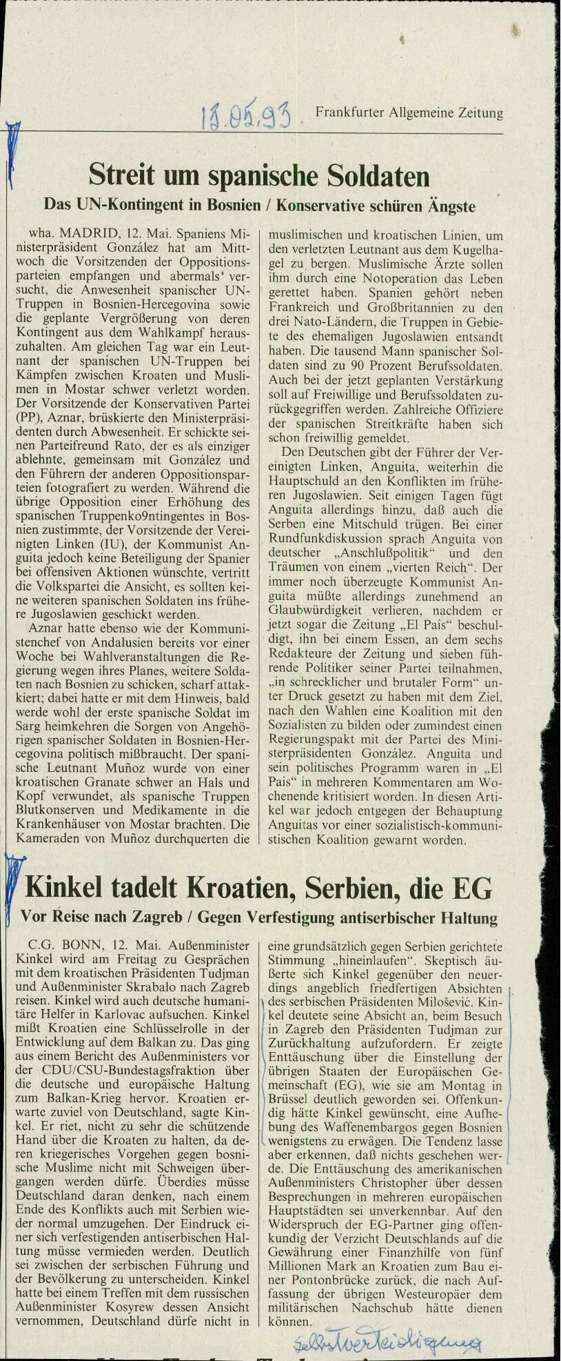 Streit um spanische Soldaten