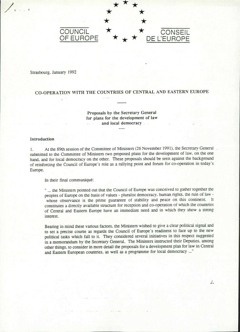 Co-operation with the countries of Central and Eastern Europe