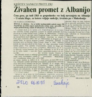 Živahen promet z Albanijo  - nosilna