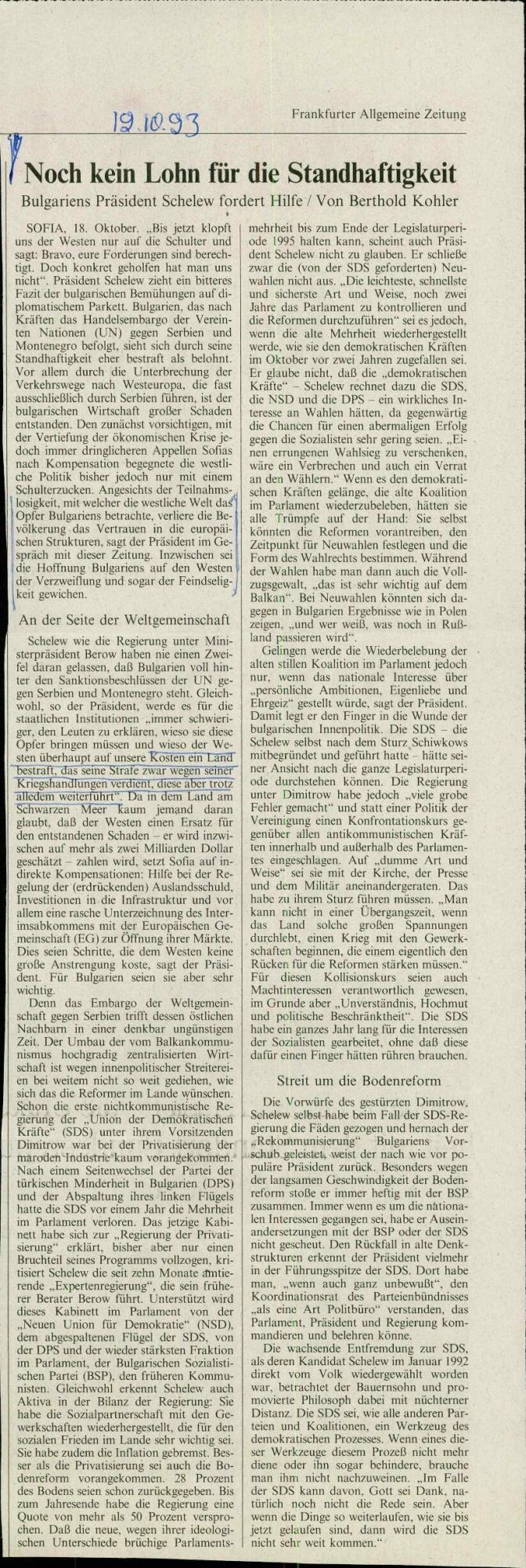 Noch kein Lohn für die Standhaftigkeit