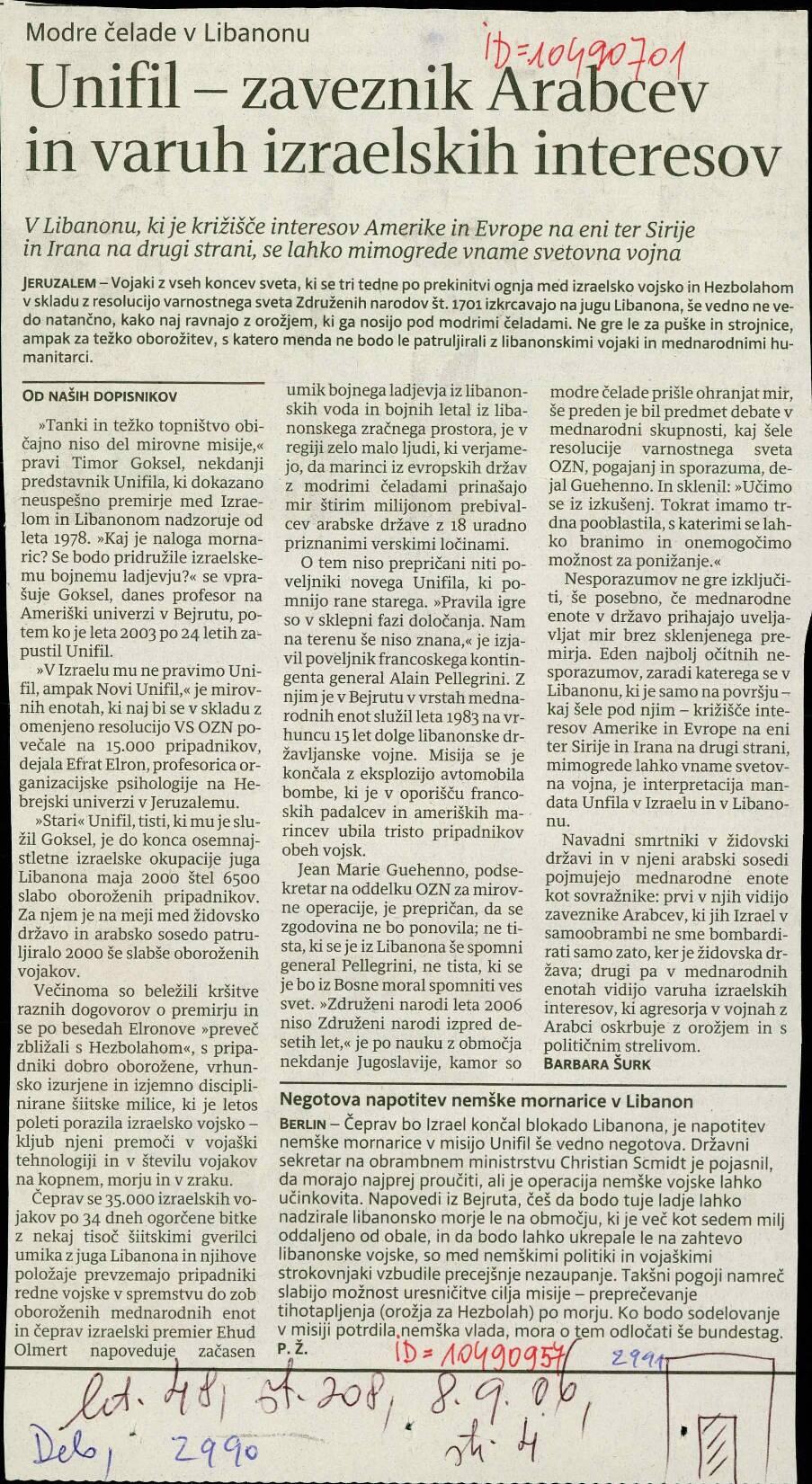 Unifil - zaveznik Arabcev in varuh izrae... - nosilna