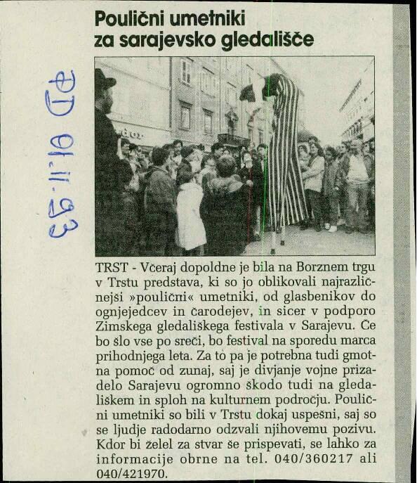 Poulični umetniki za sarajevsko gledališče