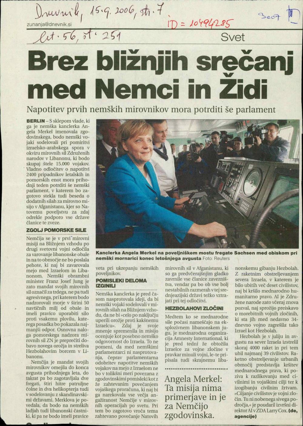 Brez bližnjih srečanj med Nemci in Židi