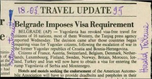 Belgrade Imposes Visa Requirement  - nosilna