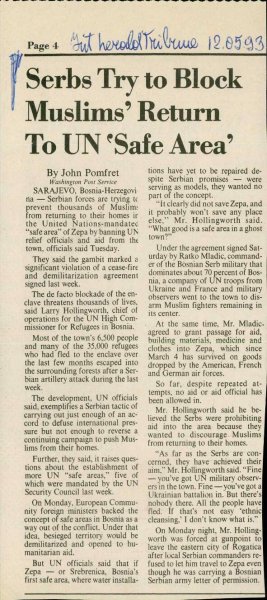 Serbs Try to Block Muslims' Return To UN...  - nosilna