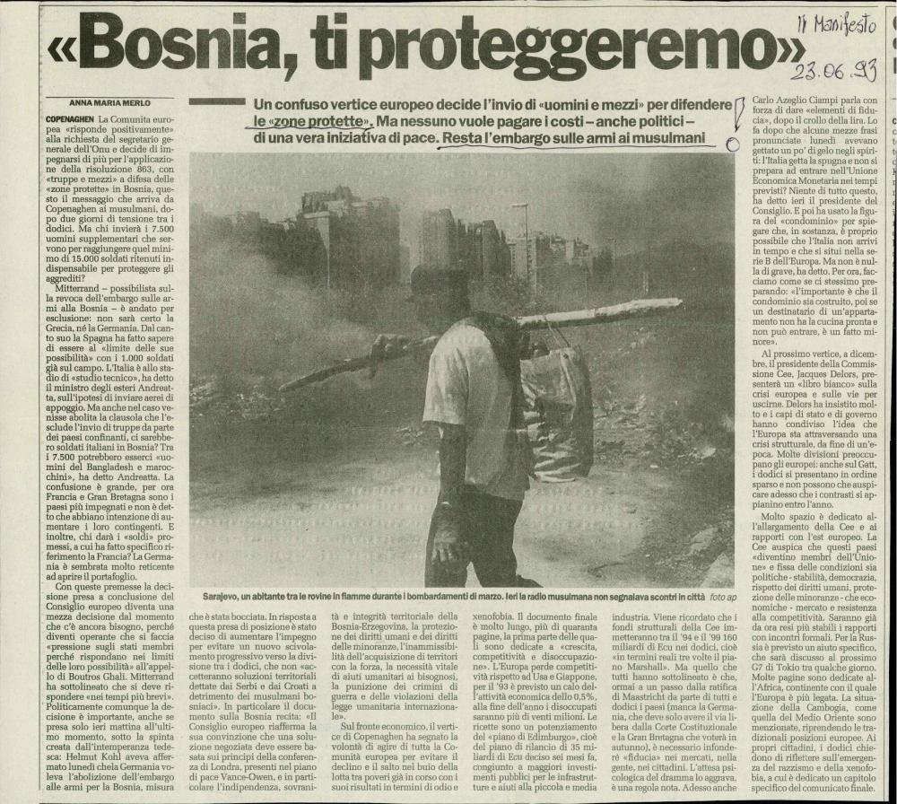 «Bosnia, ti proteggeremo»