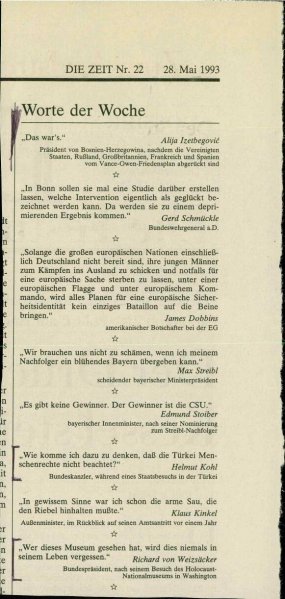 Worte der Woche (Izetbegović)  - nosilna