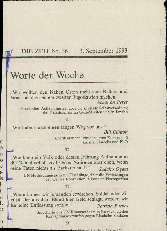 Worte der Woche (Ogata, Purves)