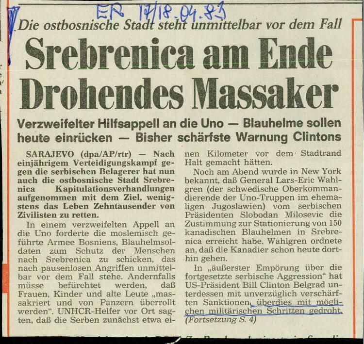 Srebrenica am Ende Drohendes Massaker