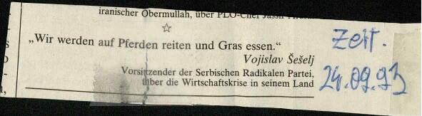 Worte der Woche (Šešelj)