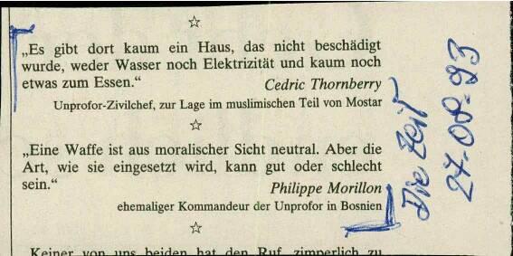 Worte der Woche (Thornberry, Morillon)