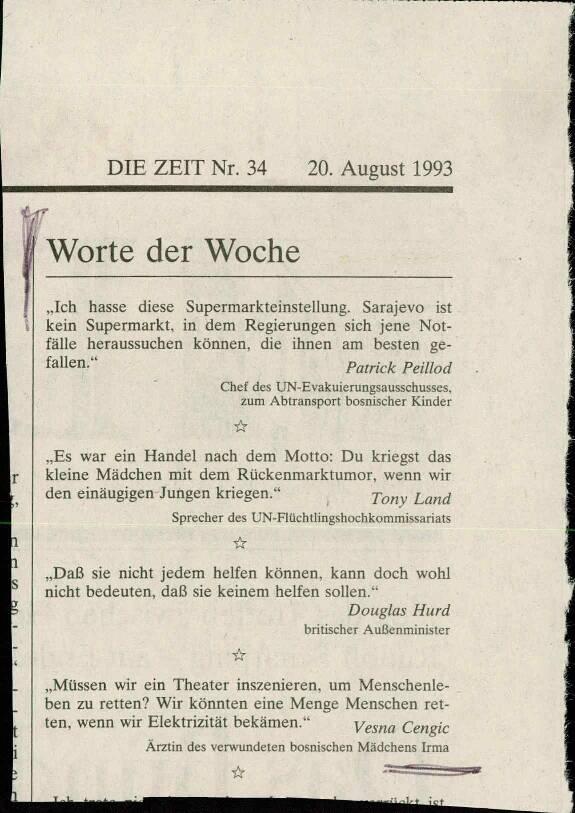 Worte der Woche (Peillod, Čengić)