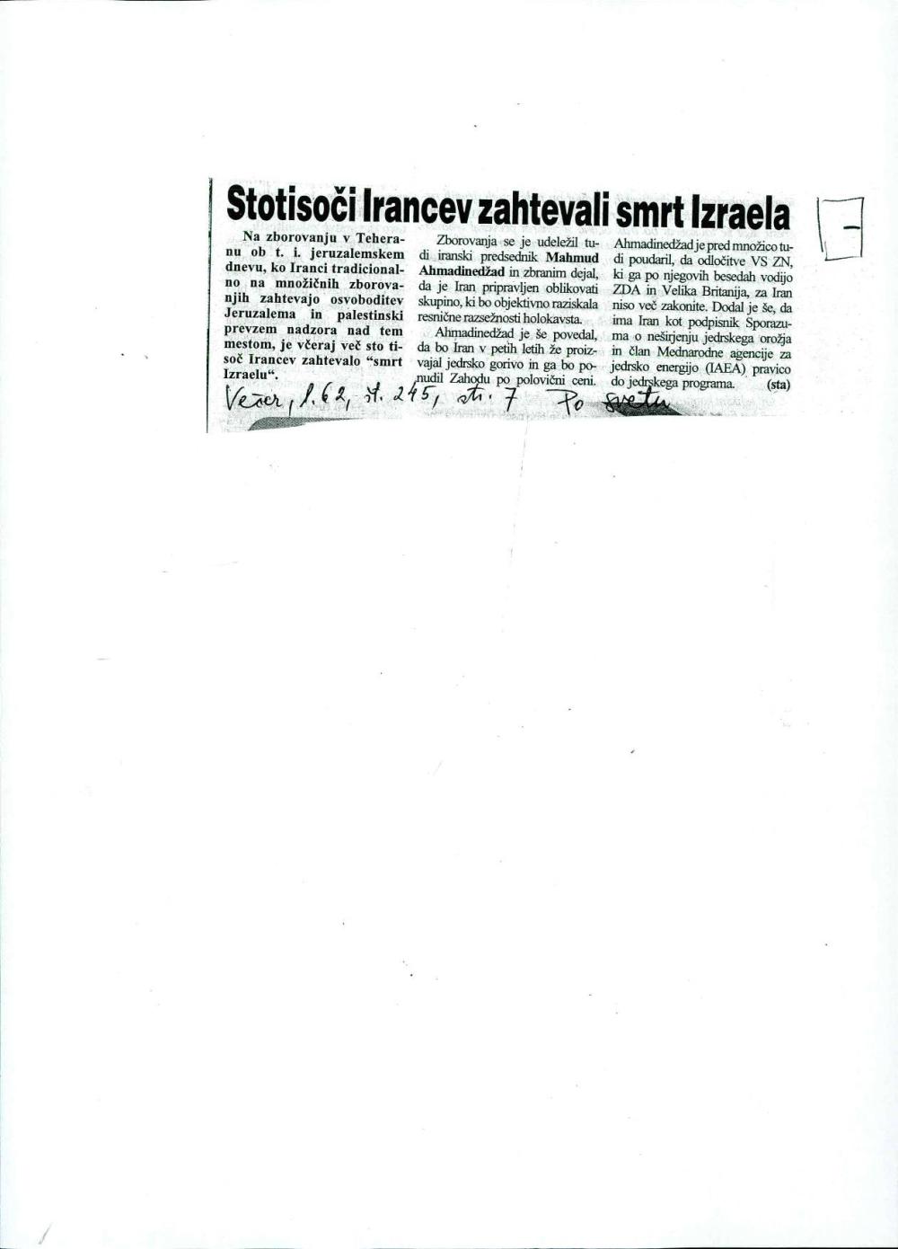 Stotisoči Irancev zahtevali smrt Izraela