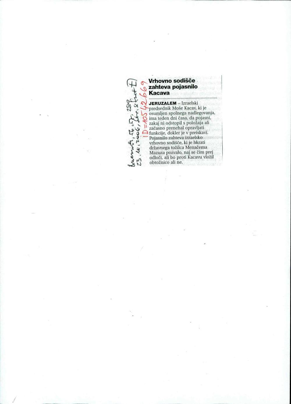 Vrhovno sodišče zahteva pojasnilo Kacava