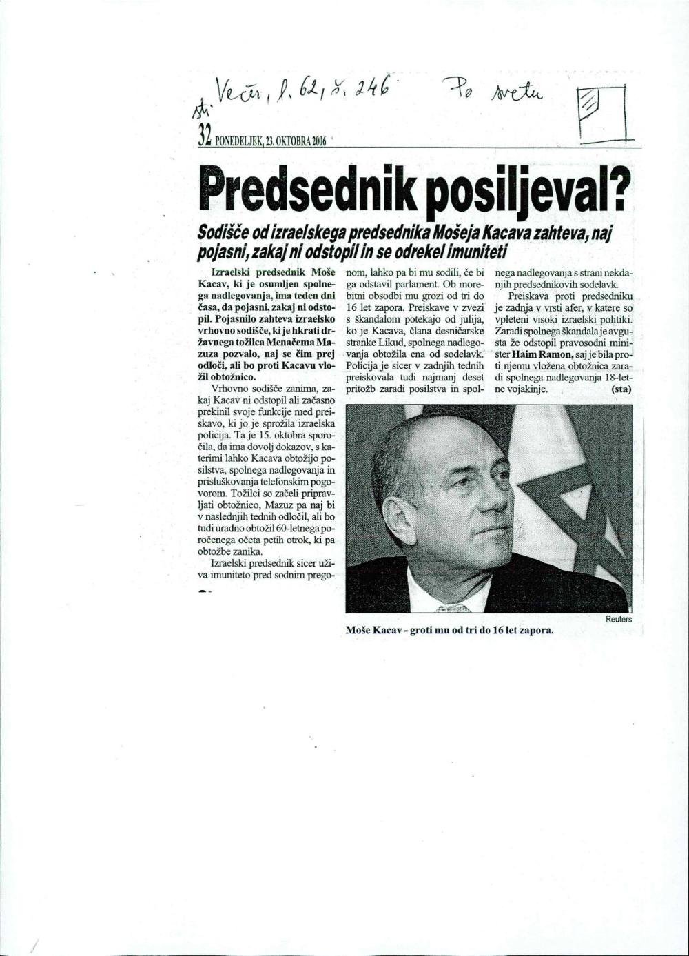 Predsednik posiljeval?