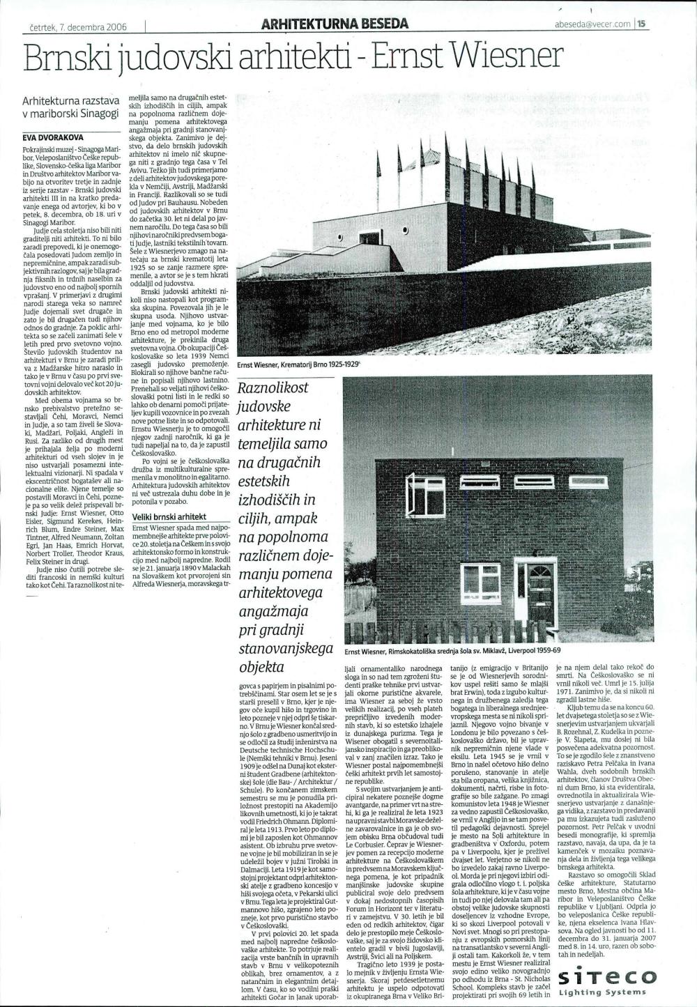 Brnski judovski arhitekti - Ernst Wiesner