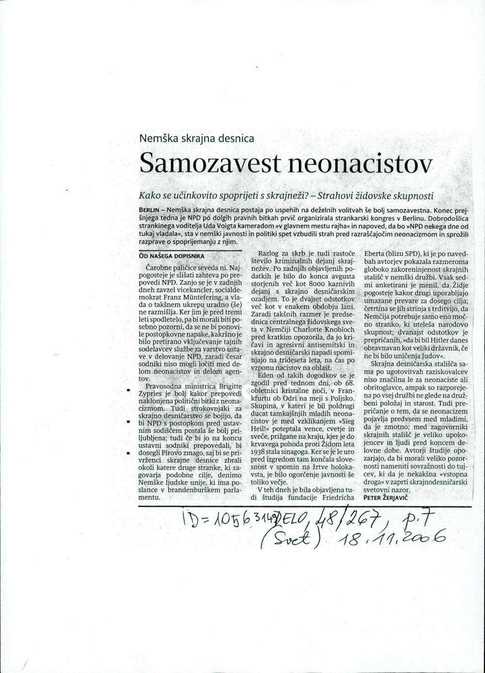 Samozavest neonacistov