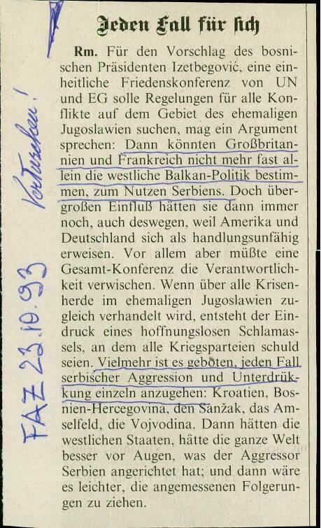 Jeden Fall für sich